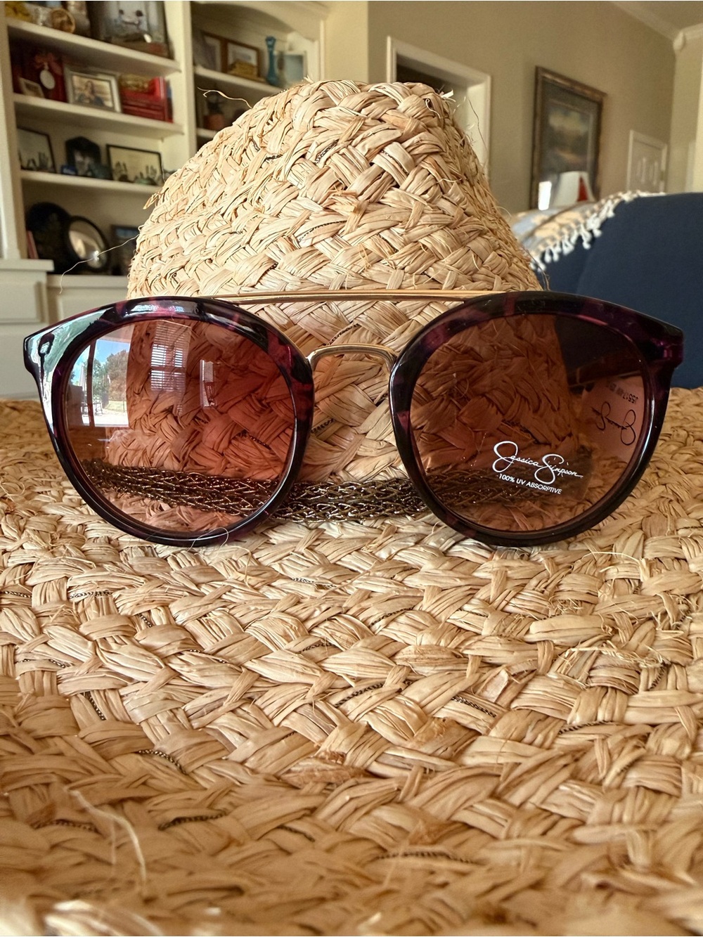 Jessica Simpson Purple Translucent Tortoiseshell Sunglasses Brown Lenses NWT